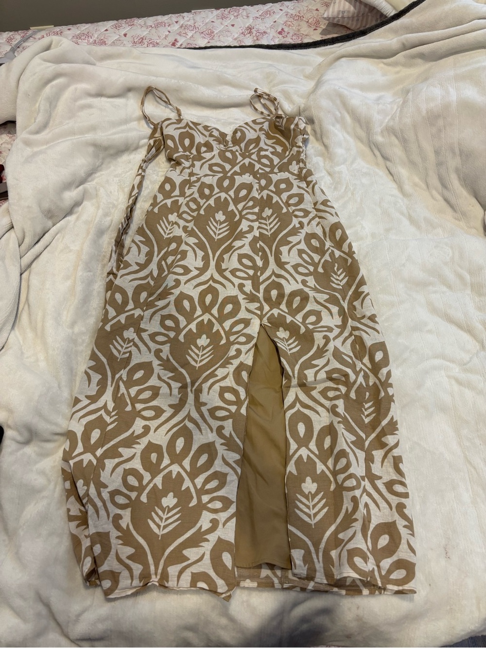 Beige and White Patterned american eagle sundress